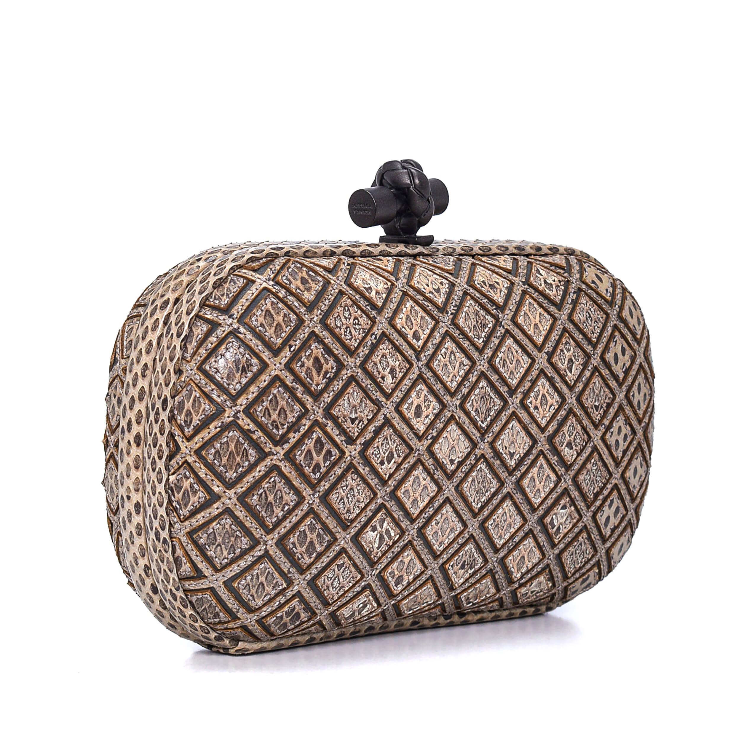 Bottega Veneta - Beige Exotic Intrecciato Nappa Woven Small Knot Clutch